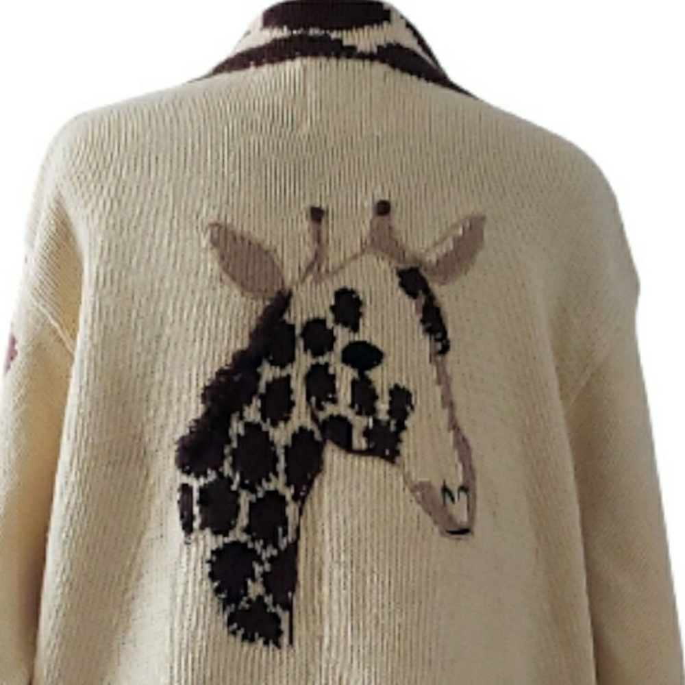Storybook Knits Cream and Brown Giraffe Cardigan Sweater - Picture 3 of 8